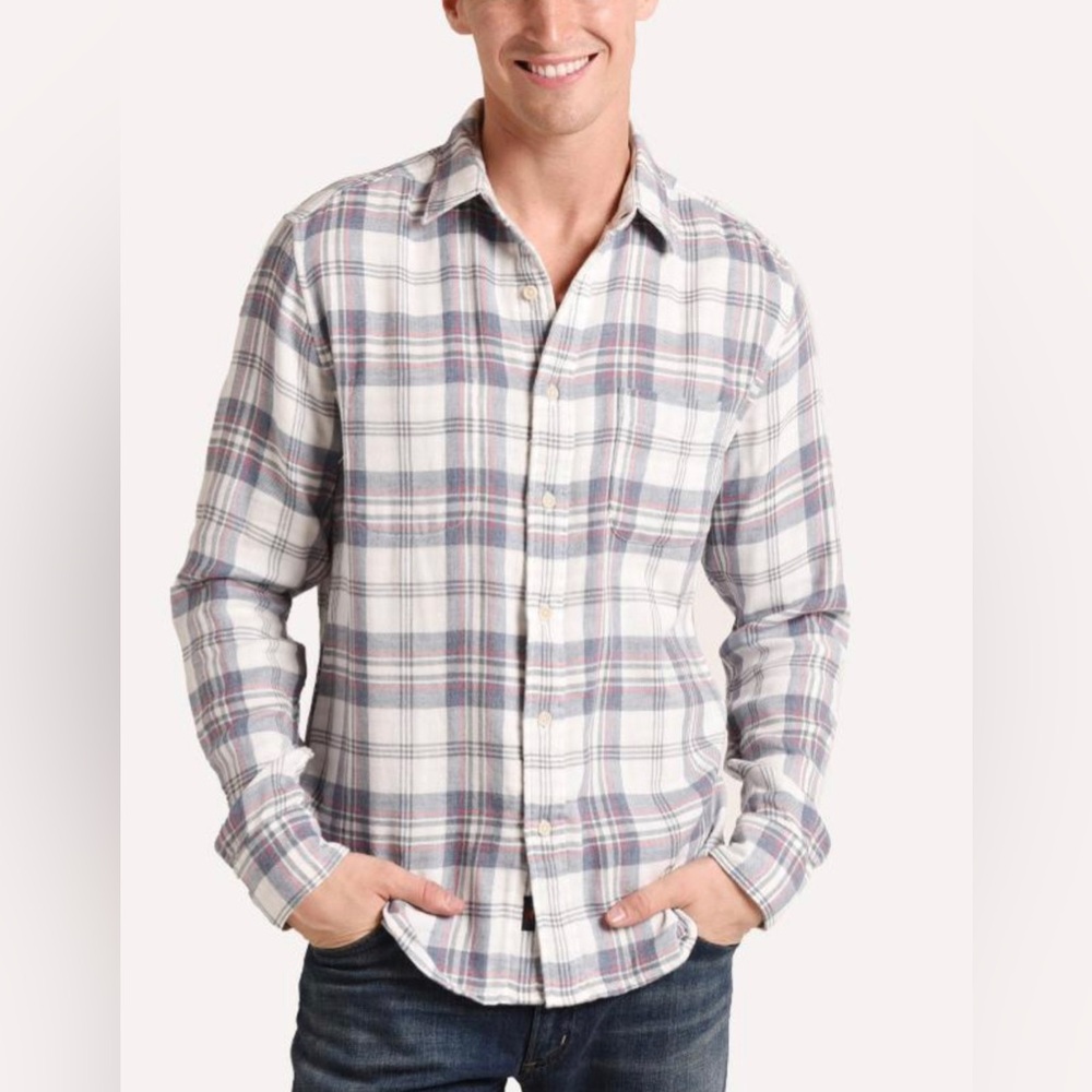 Faherty Men’s Organic Cotton Flannel Reversible Front Button Shirt Size Medium